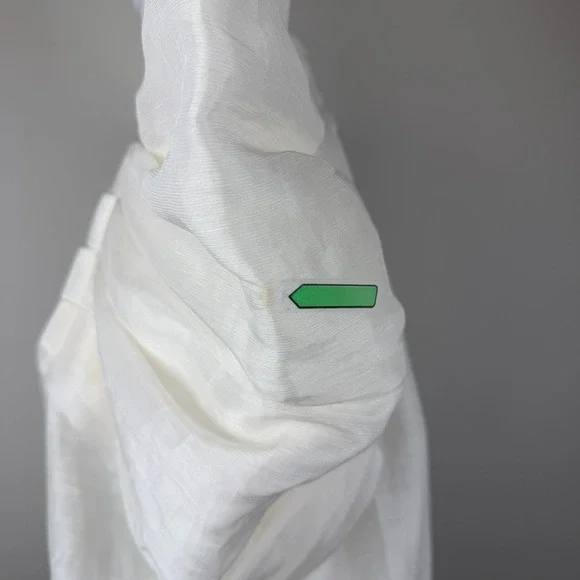 Aureta Linen Silk Puff Sleeve Blouse Women Medium Ivory Statement Button Down - Picture 5 of 10